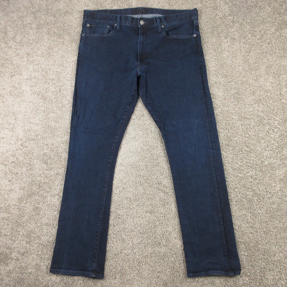 Polo Ralph Lauren Jeans Men 36x32 Blue Varick Slim Straight Dark Wash Denim Pant